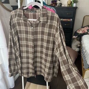SHEIN Brown Checkered Shirt